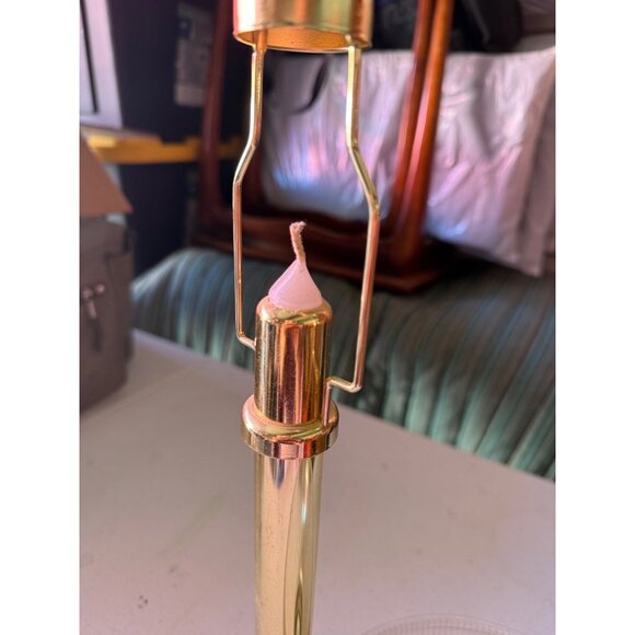 Vintage tabletop candle lamp from Partylite / circa 1980s bronze and glass shade - Picture 5 of 6